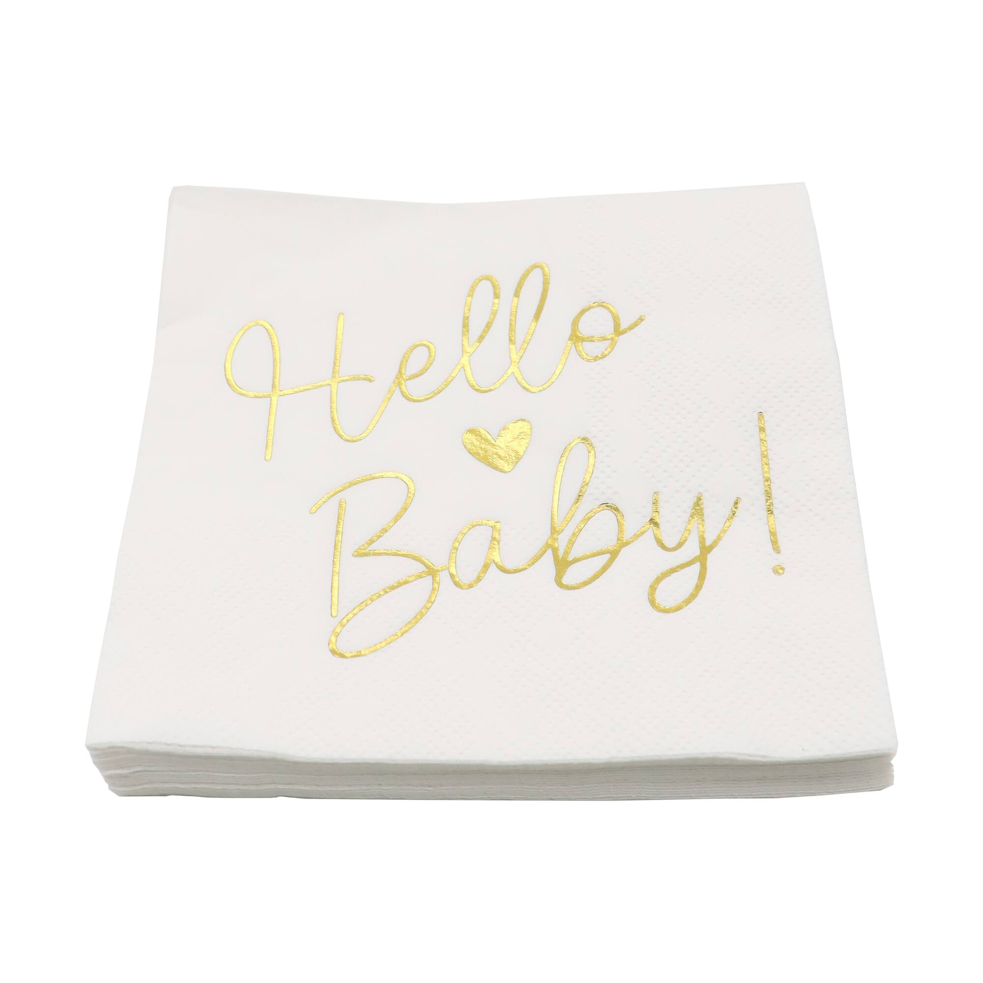 Gold Hello Baby Beverage Napkins, 20ct. by Celebrate It™